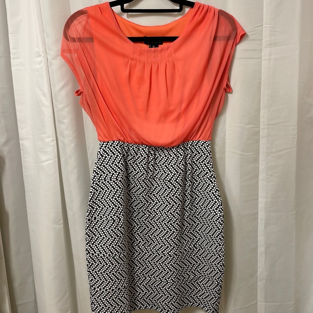 Coral and navy mini dress